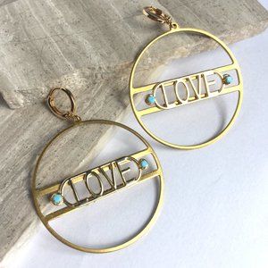 LOVE Gold Hoop / Turquoise/ Earrings